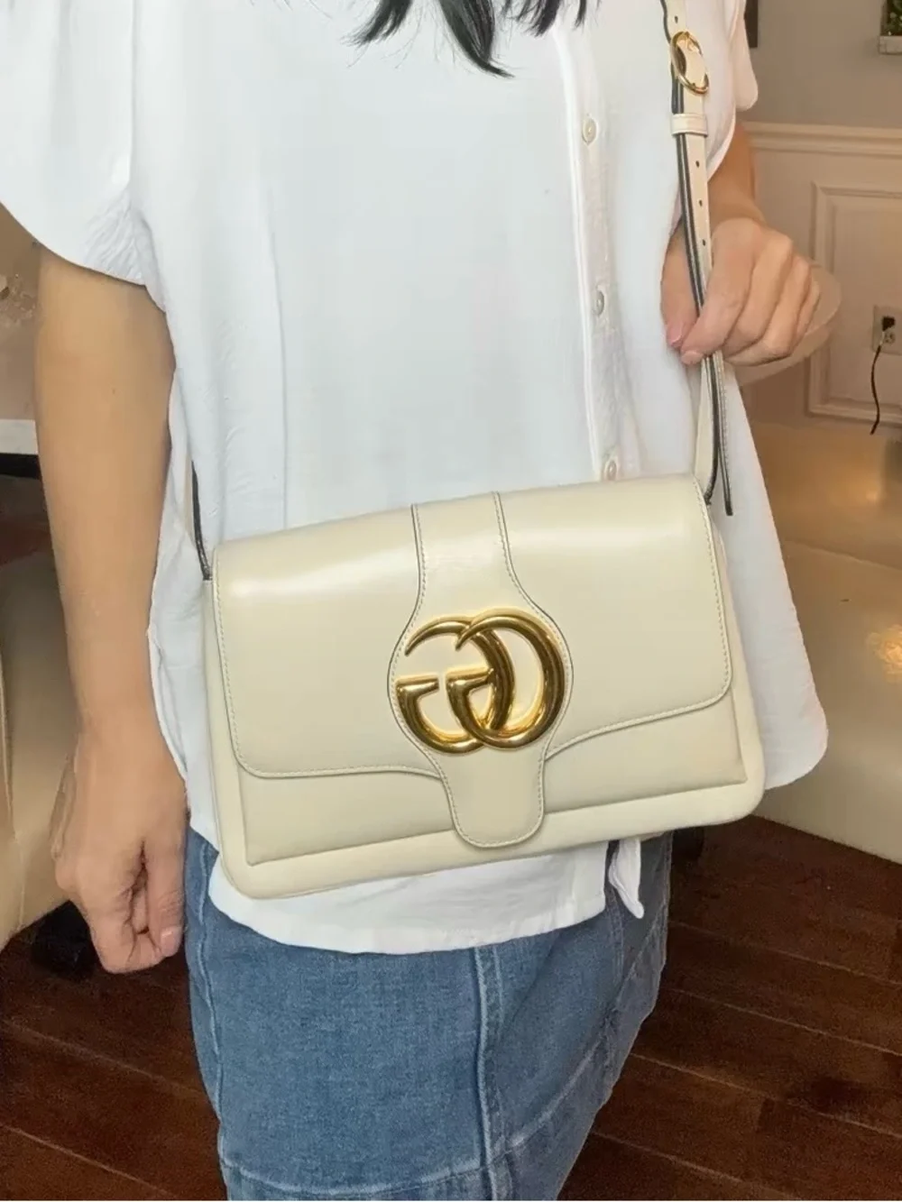 Gucci Arli Small Leather Shoulder Bag – Gold Double G - Off-White - Picture 11 of 11